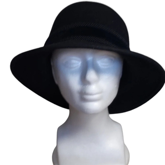 Vintage Muhlbauer Black Wool Felt Hat‎ with Velvet headband and rope details - Picture 4 of 13